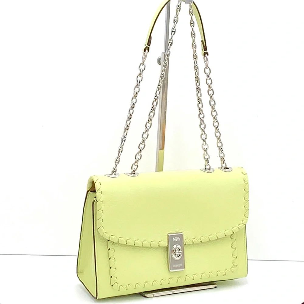 COACH NWT Lane Shoulder Bag With Whipstitch COLOR:
Silver/Pale Lime - Picture 4 of 16